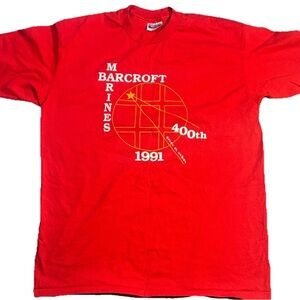 Vintage 1991 red graphic t-shirt "Barcroft Marines" 400th anniversary